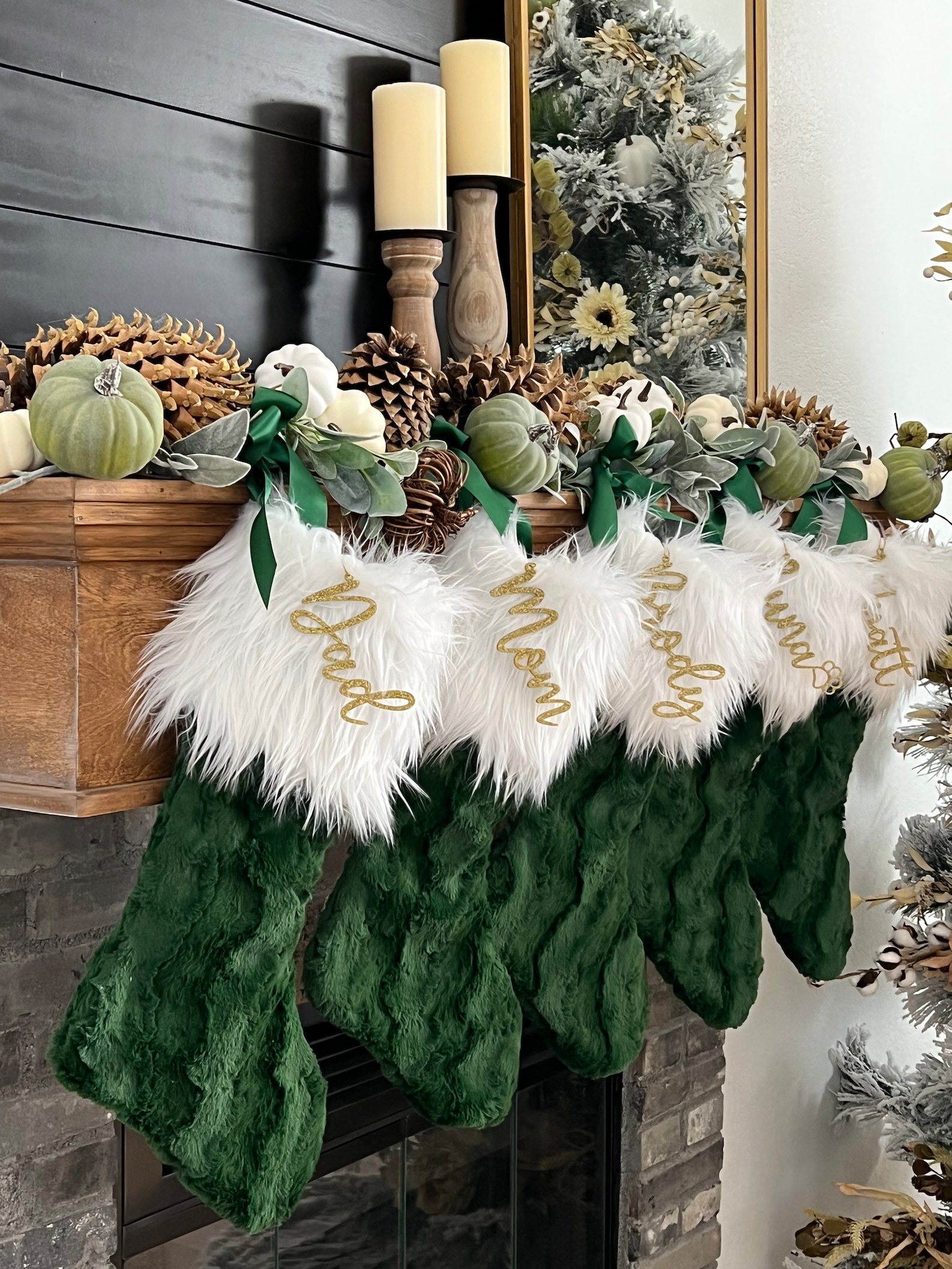 Green Christmas Stocking Faux Fur Christmas Stocking - Etsy