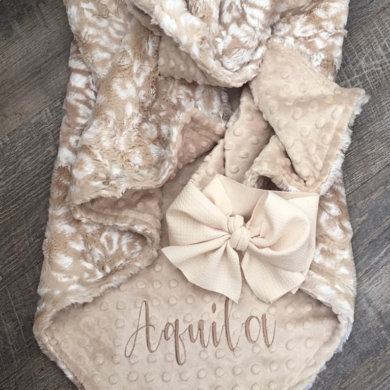 Personalized Baby Blanket Neutral Minky Baby Blanket Baby Etsy