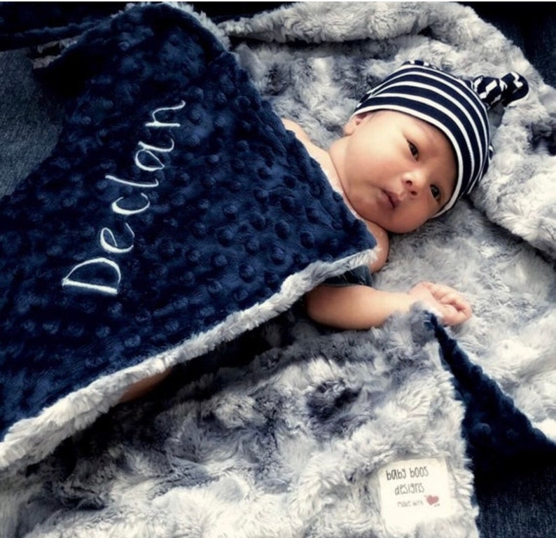 Baby Blanket Personalized Baby Blanket Gray Galaxy Minky Etsy