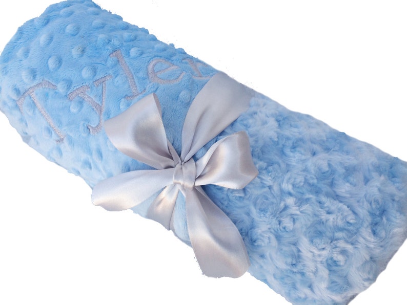 Personalized Baby Blanket Baby Blue Swirl Minky Baby Blanket Etsy