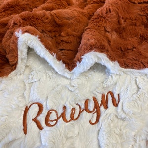 Personalized Baby Blanket, Rust Glacier Minky, Newborn Boy gift, Baby Shower Gift