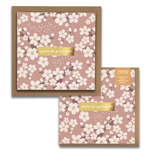 Plein de gratitude, Cherry Blossoms Cartes de Gratitude,  French Greeting Cards, Blank Thank You, Everyday, Wellness, Florals