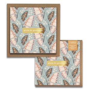 Plein de gratitude, Butterfly Cartes de Gratitude,  French Greeting Cards, Blank Thank You, Everyday, Wellness, Florals