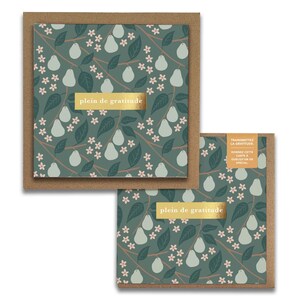 Plein de gratitude, Pears Cartes de Gratitude,  French Greeting Cards, Blank Thank You, Everyday, Wellness, Florals