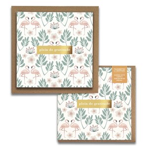 Plein de gratitude, Flamingos Cartes de Gratitude,  French Greeting Cards, Blank Thank You, Everyday, Wellness, Florals