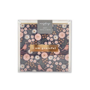 9 mini-cartes de correspondance florales, Je suis reconnaissant, feuille d'or, gratitude, jeu de cartes de remerciement