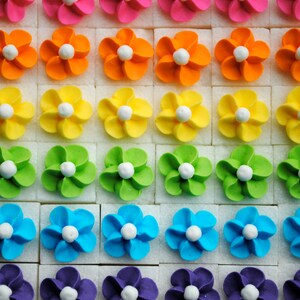 Royal Icing Flowers on Sugar Cubes Rainbow Mix 25 image 1