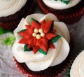 Poinsettia Royal Icing Decorations- Great for Cupcakes or Cakes- (6)