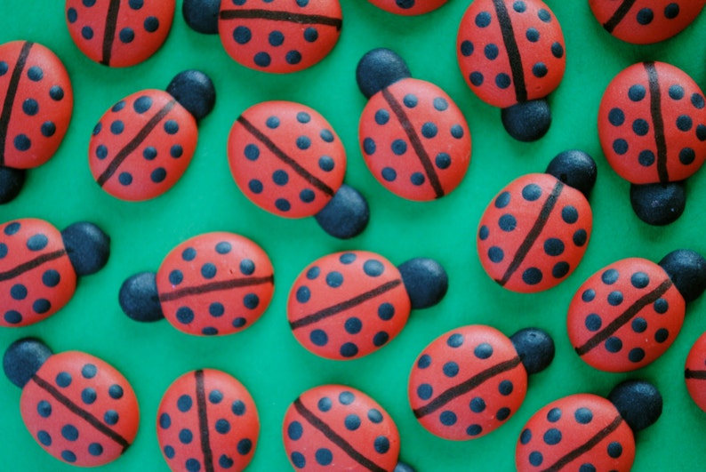 Royal Icing Ladybugs Small Cookie, Cake, Cupcake, Cakepop Topper Edible Decorations 12 image 4