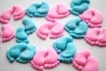 Royal Icing Baby Footprints-  Edible Dessert Toppers-  Baby Pink or Baby Blue (12 pair or 24 pair)