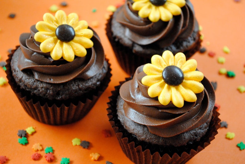 Sunflower Cake Decorations Royal Icing Made With Chocolate Etsy