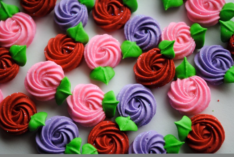 Valentine Rosettes In Red, Pink and Lavender Made from Royal Icing 24 image 2