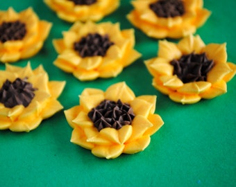 Sunflower Topper- Made from Royal Icing- Cake Decorations (12)