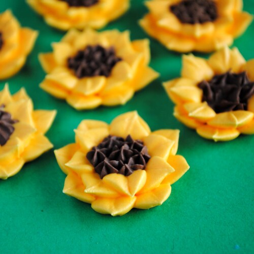 Sunflower Cake Decorations Royal Icing Made With Chocolate Etsy