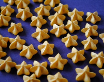 Royal Icing Stars- Sugar Cake Decorations- Gold Stars made from Royal Icing and Brushed with Luster Dust (50)