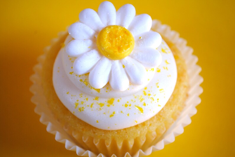 Lemon Flavored Royal Icing Daisies with Sparkles 12 Etsy