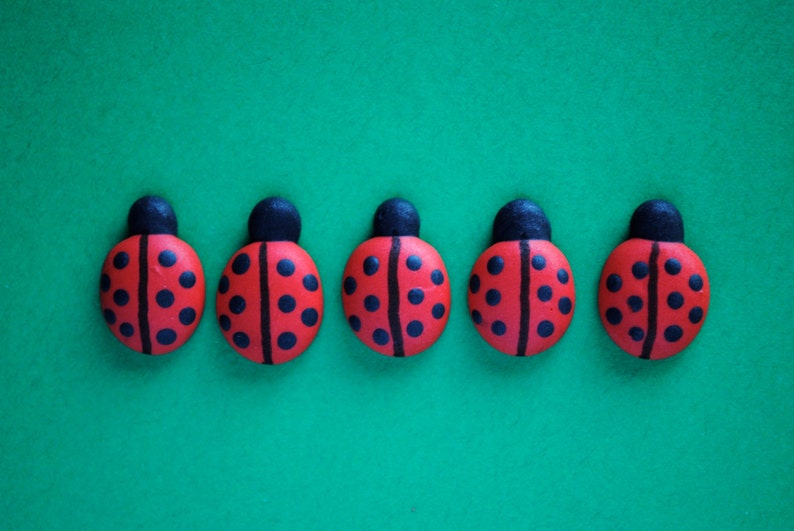 Royal Icing Ladybugs Small Cookie, Cake, Cupcake, Cakepop Topper Edible Decorations 12 image 2