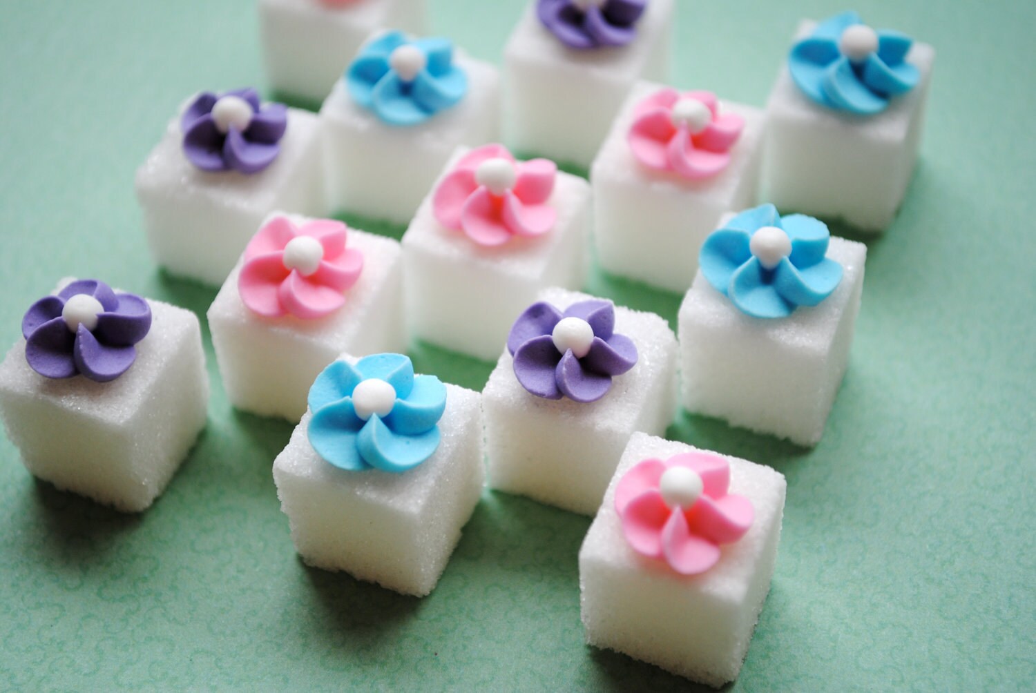 Decorative Sugar Cubes Royal Icing Flowers on Sugar Cubes Etsy