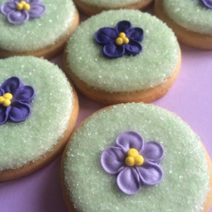 Edible Violets Made from Royal Icing in 3 shades of Violet 24 image 1