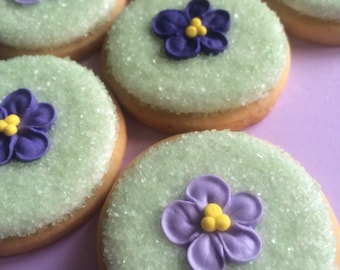 Edible Violets-  Made from Royal Icing in 3 shades of Violet (24)