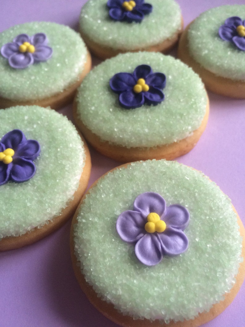 Edible Violets Made from Royal Icing in 3 shades of Violet 24 image 1