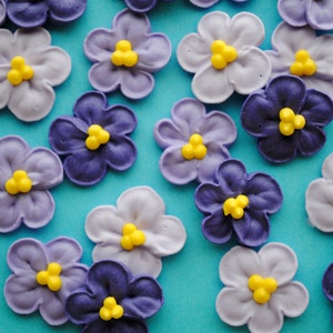 Edible Violets Made from Royal Icing in 3 shades of Violet 24 image 3