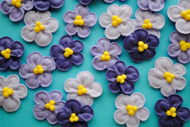 Edible Violets Made from Royal Icing in 3 shades of Violet 24 image 3