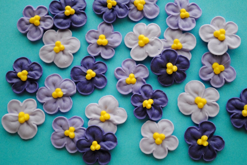 Edible Violets Made from Royal Icing in 3 shades of Violet 24 image 4