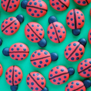 Royal Icing Ladybugs Small Cookie, Cake, Cupcake, Cakepop Topper Edible Decorations 12 image 3