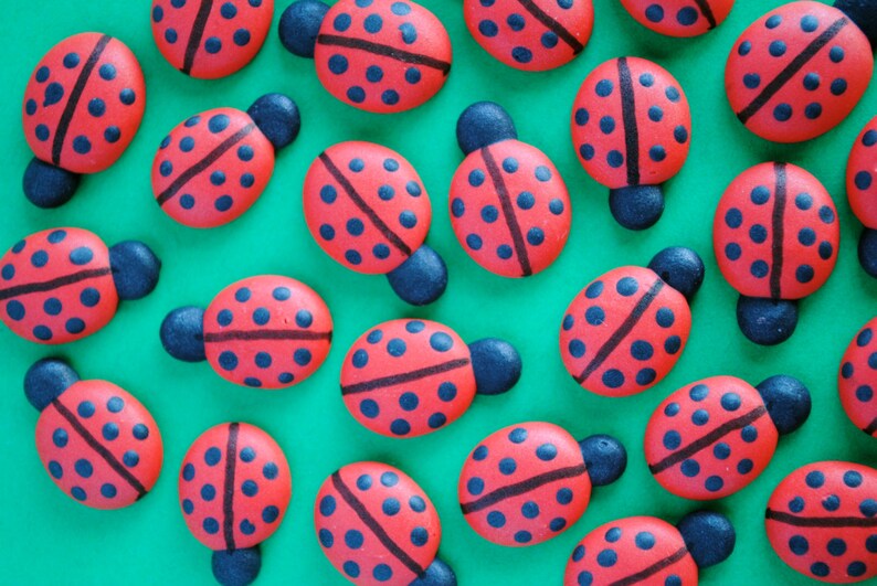 Royal Icing Ladybugs Small Cookie, Cake, Cupcake, Cakepop Topper Edible Decorations 12 image 3