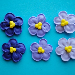 Edible Violets Made from Royal Icing in 3 shades of Violet 24 image 5