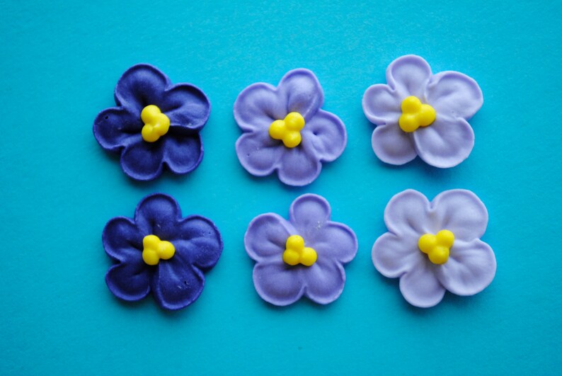 Edible Violets Made from Royal Icing in 3 shades of Violet 24 image 5