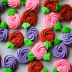 Valentine Rosettes In Red, Pink and Lavender Made from Royal Icing 24 image 3