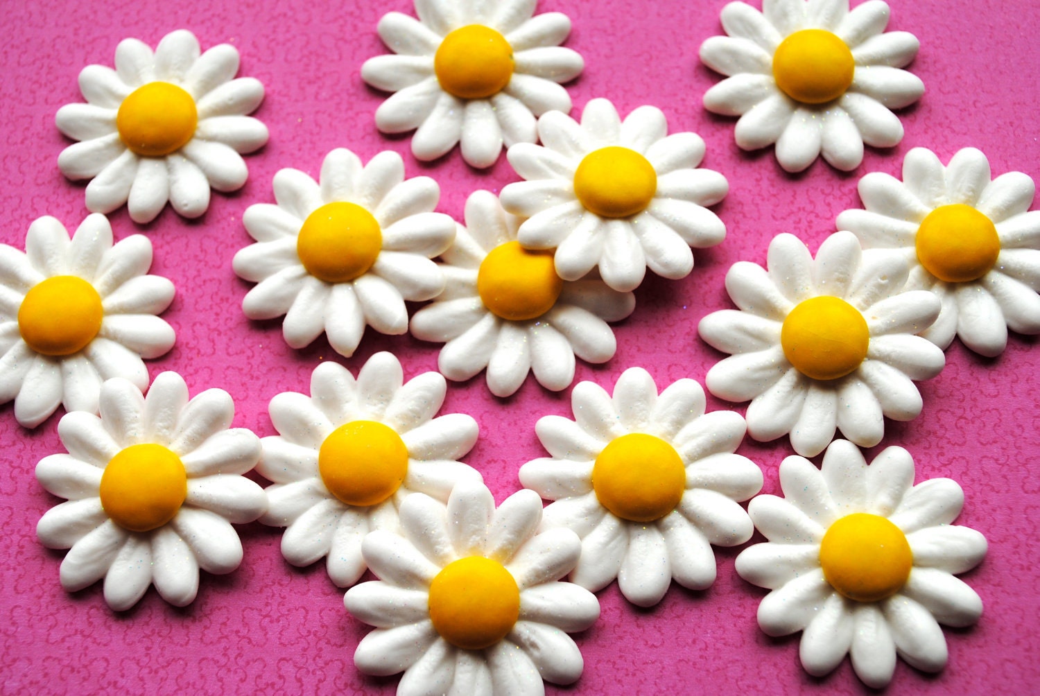 Royal Icing Daisies with Chocolate Candy Centers and Sparkles Etsy