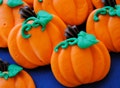 Royal Icing Pumpkins- Cupcake Topper- Handmade to Order- (12)