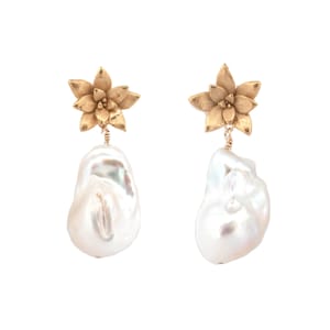 floral succulent earring studs with flame pearls