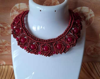 Macrame choker handmade costume jewellary bohohippie  traditional  contemporary affordable stylish party wear unique necklace