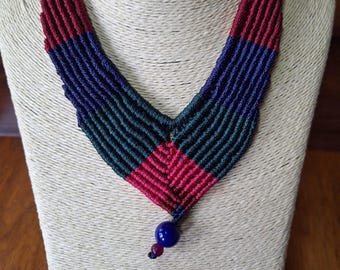 Macrame multicolored boho hippie style necklace