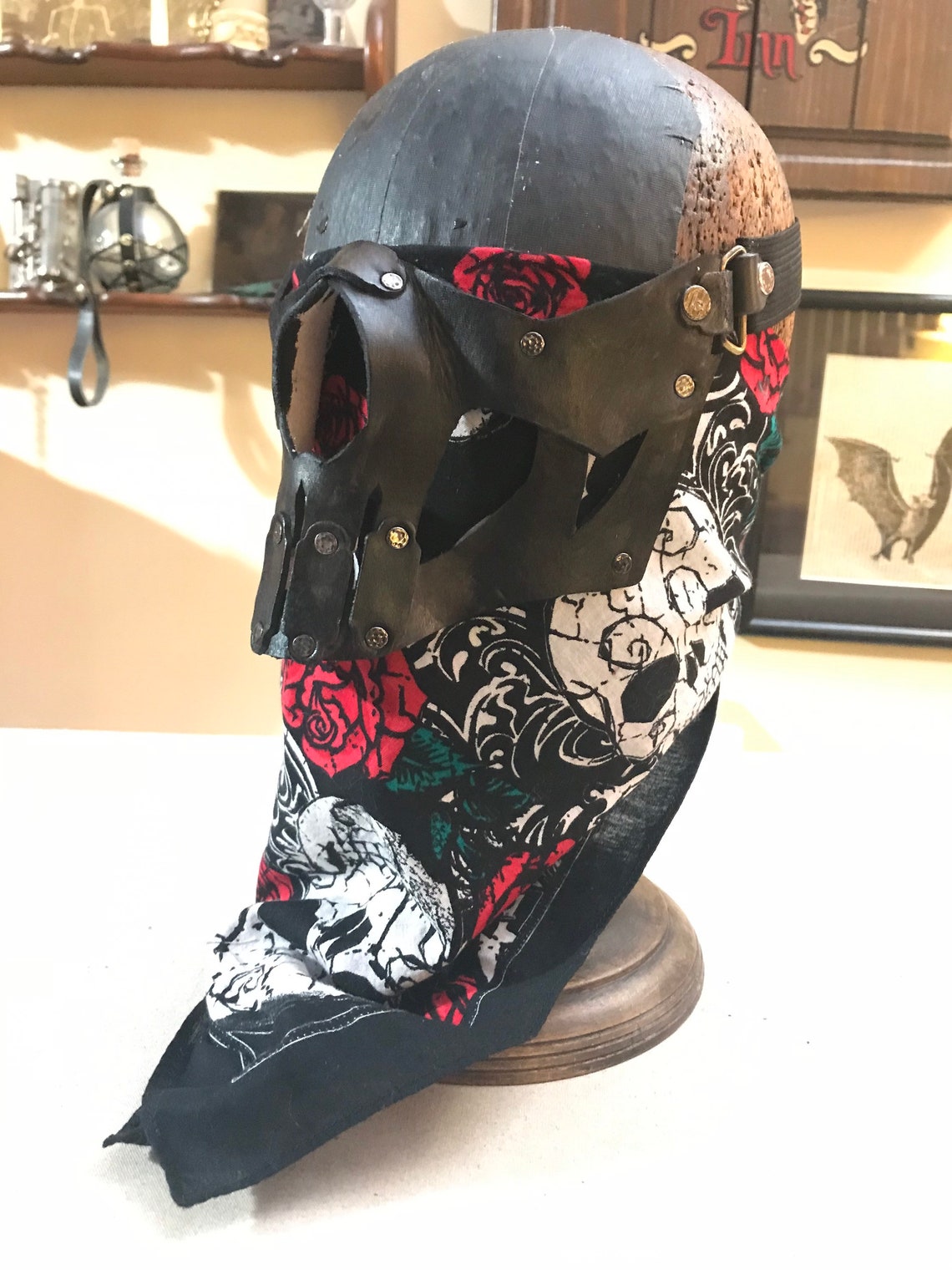 Leather Skull Half Mask Etsy