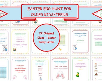Easter Treasure Hunt for Teens, Easter Egg Scavenger Hunt for older kids, Teenager Easter Games, Easter Activity, Printable Easter Egg Hunt