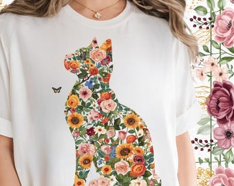 Flower Cat PNG: Wildflower Kitten Sublimation Design (Digital Download)