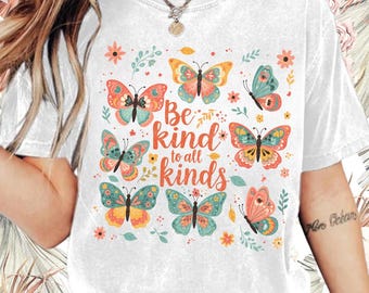 Be Kind Floral PNG: Boho Butterfly Sublimation Design (Digital Download)