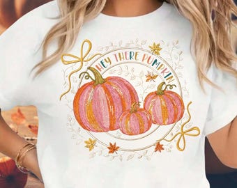 Clipart de abóbora com laço dourado retrô | Outono listrado em rosa e laranja (Arquivo digital)