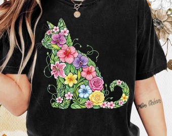 Floral Cat PNG: Wildflower Kitten Sublimation Design (Digital Download)