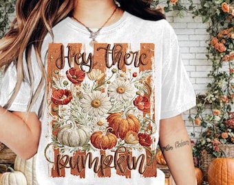 Olá, abóbora PNG | Design retrô floral de flores silvestres de outono para sublimação (arquivo digital)