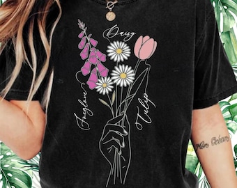 Floral Hand Bouquet PNG: Feminist Line Art (Instant Download)