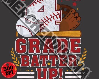 Editable 4th Grade Baseball PNG: Back to School Shirt Design (Cricut File)