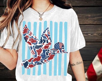 Imagem PNG de um pato-real camuflado dos EUA | Clipart patriótico para sublimação do 4 de julho (arquivo digital)