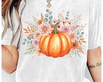 Chinoiserie Pumpkin PNG: Toile de Jouy Floral Fall Design (Digital Download)