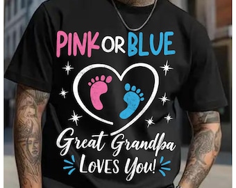Vovô te ama PNG | Anúncio de revelação de gênero rosa ou azul (Download digital)